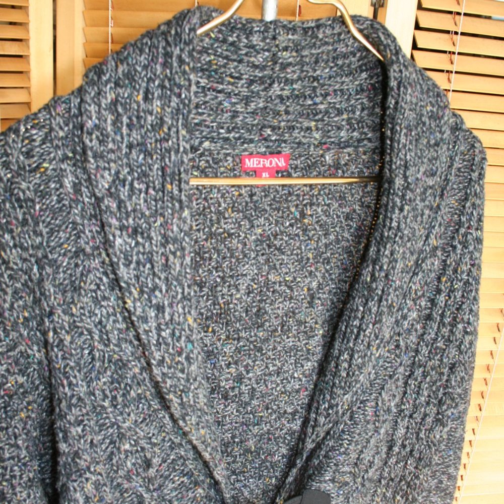 Merana Sweater Coat Black with a Rolled Collar Size XL